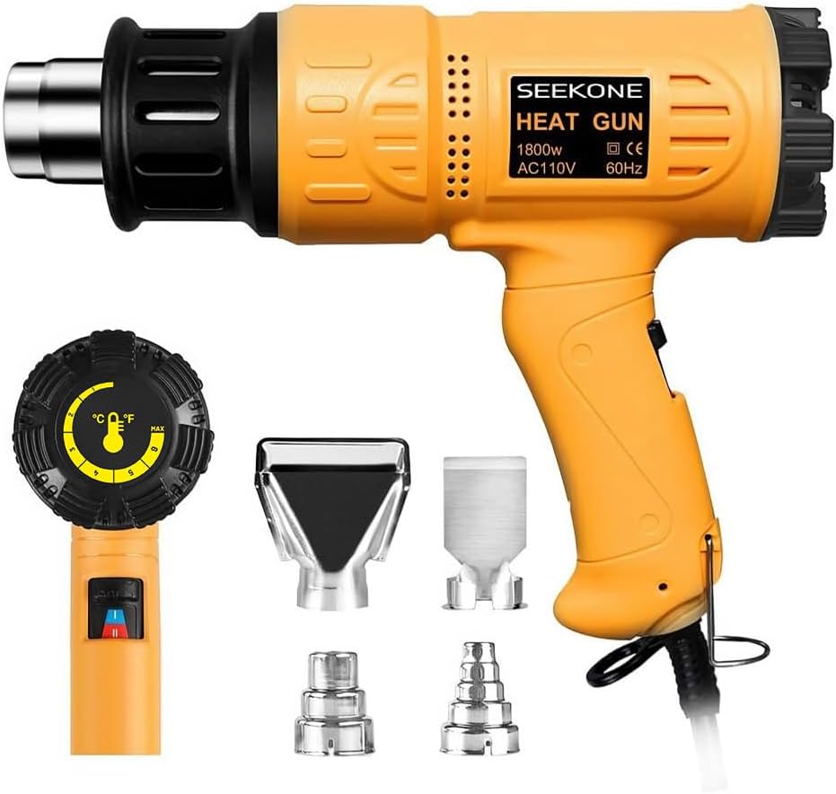 SEEKONE Heat Gun 1800W 122℉-1202℉（50℃- 650℃）Fast Heating Heavy Duty Hot Air