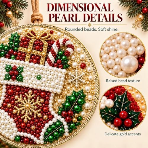 12 PCS Christmas Ornaments DIY Pearl Diamond Art Kits for Adults