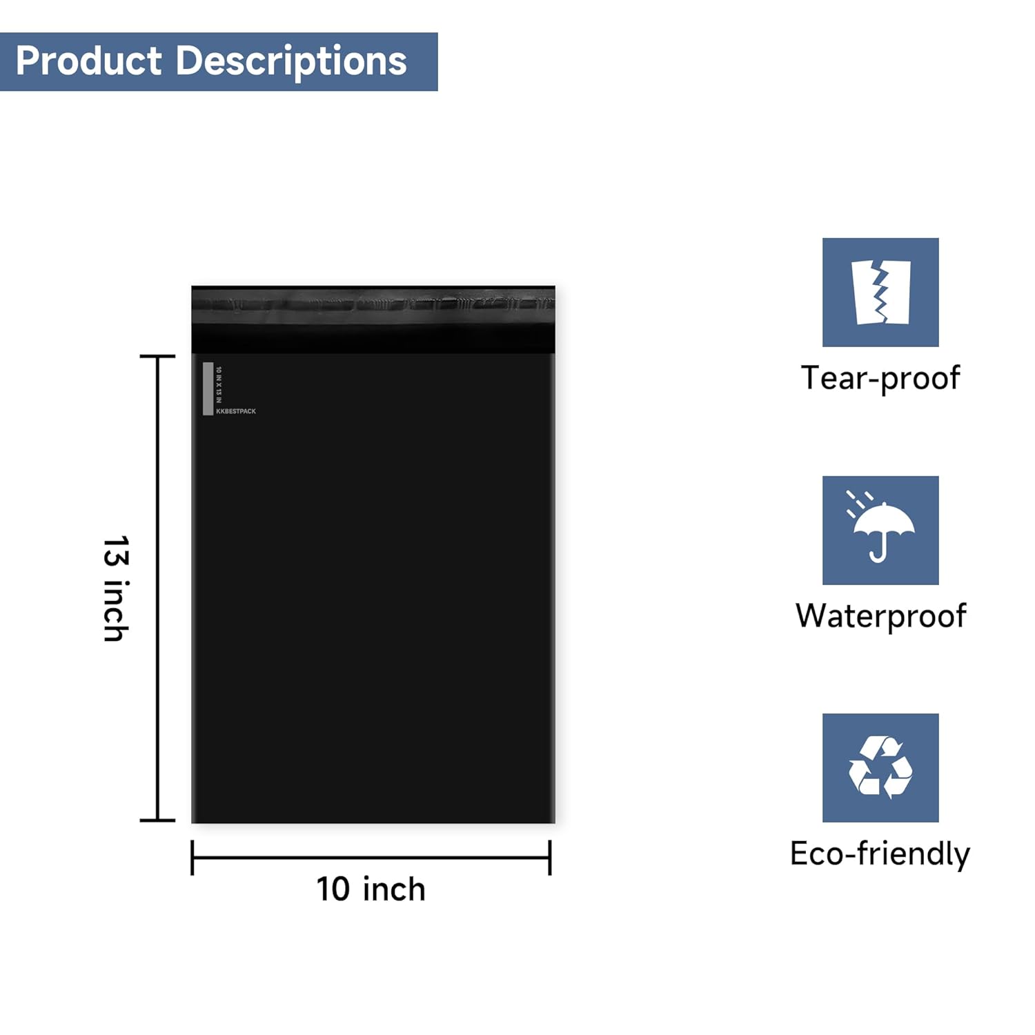 KKBESTPACK 100 Large Poly Mailers 10x13 Shipping Bags for Small Business