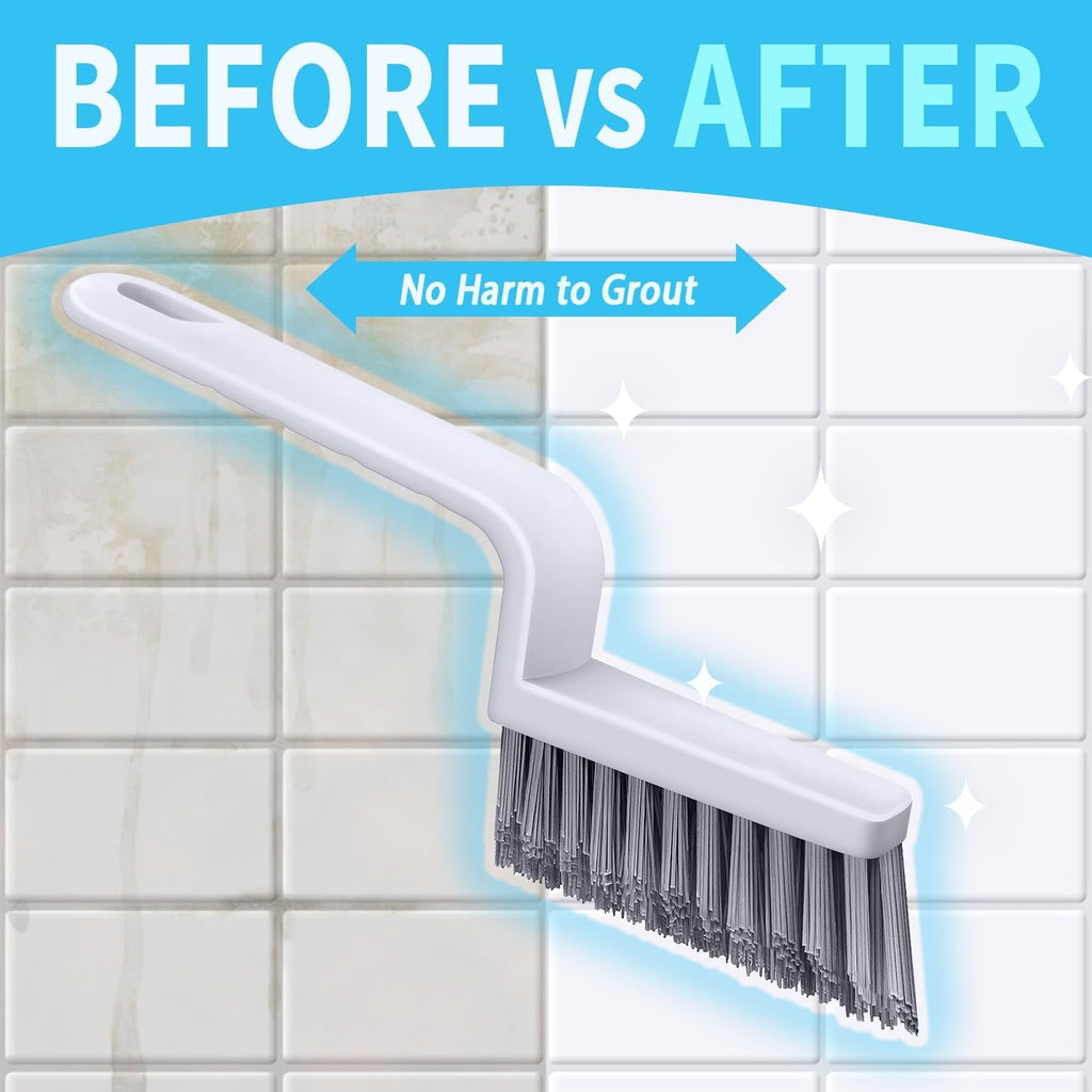 Lumkew Grout Cleaner Brush V Shape, Stiff Grout Cleaning Brushes for Tile
