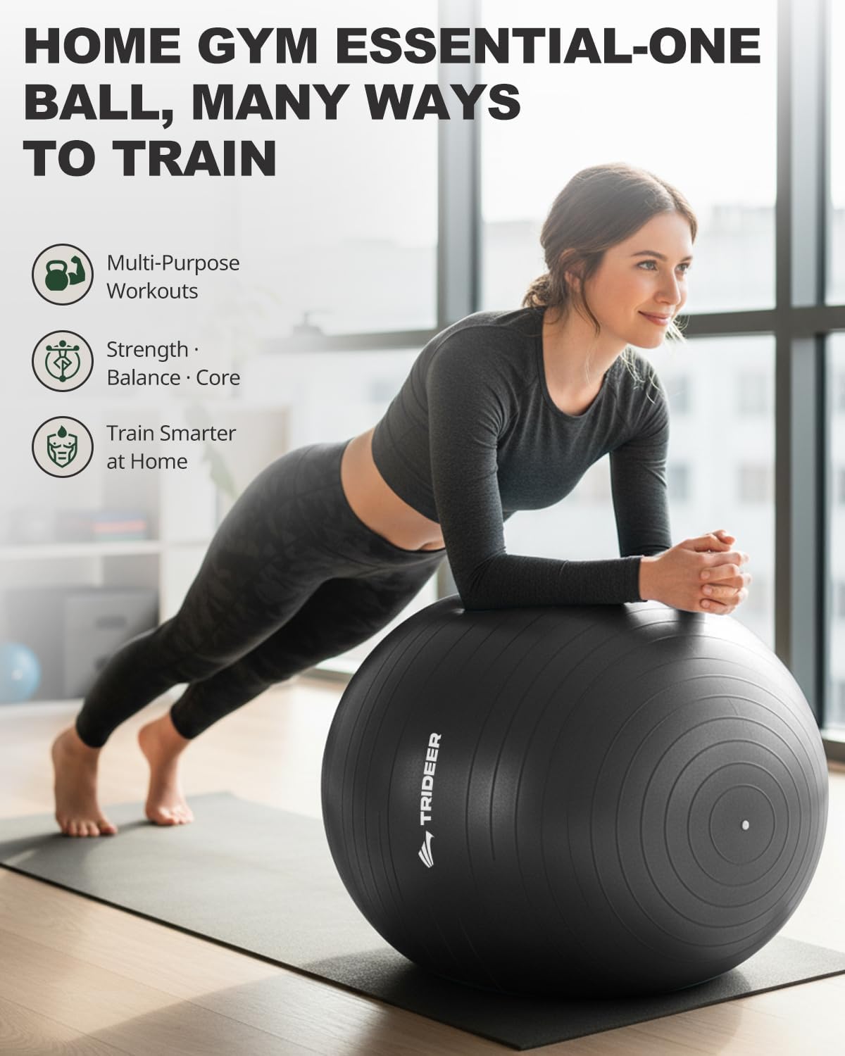 Trideer Exercise Ball for Yoga, Pilates & Fitness – Stability Ball Equipment