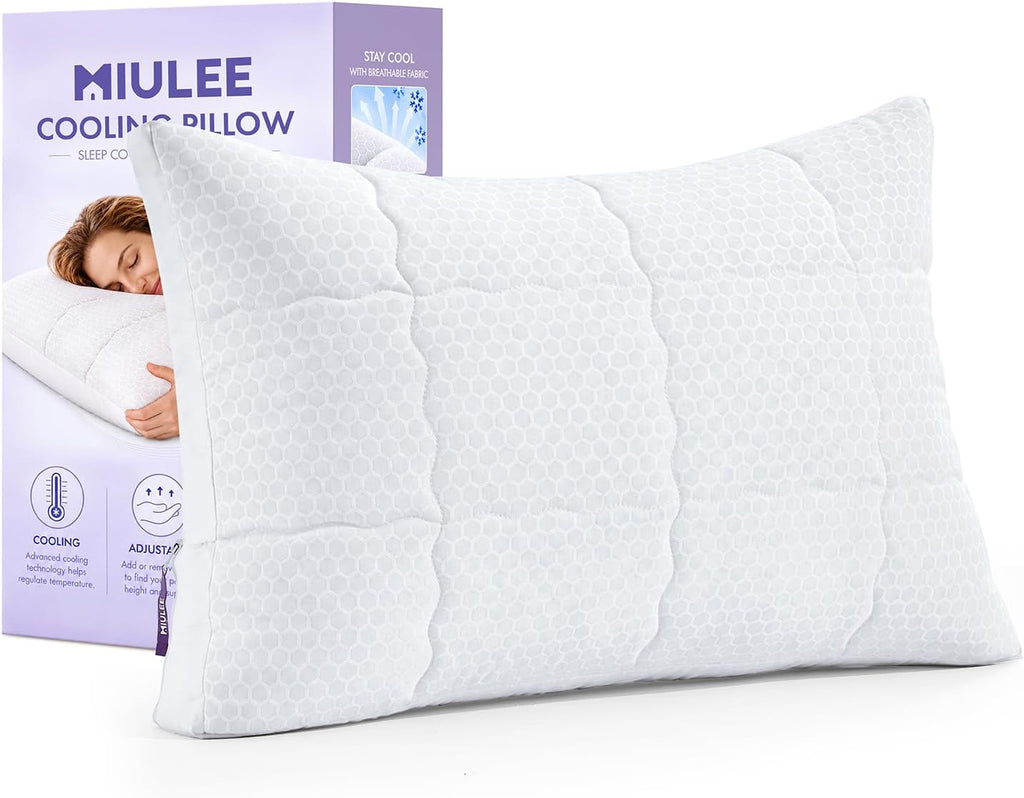MIULEE Cooling Adjustable Bed Pillow, Standard Size Down Alternative Pillow