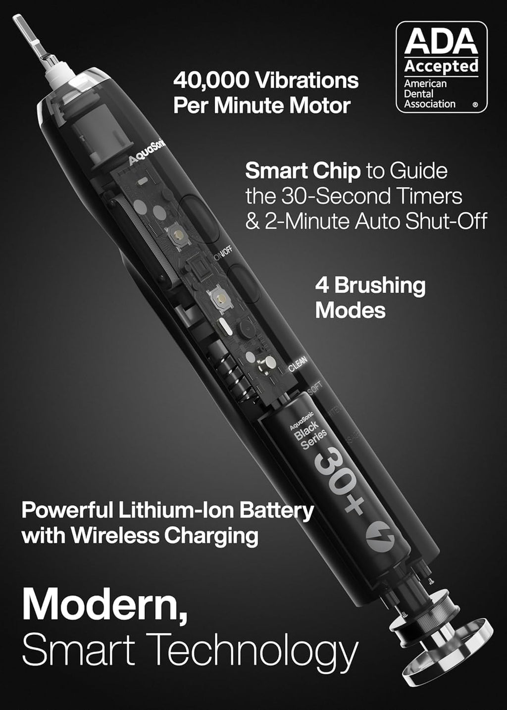 Aquasonic Black Series Ultra Whitening Toothbrush – ADA Accepted Electric