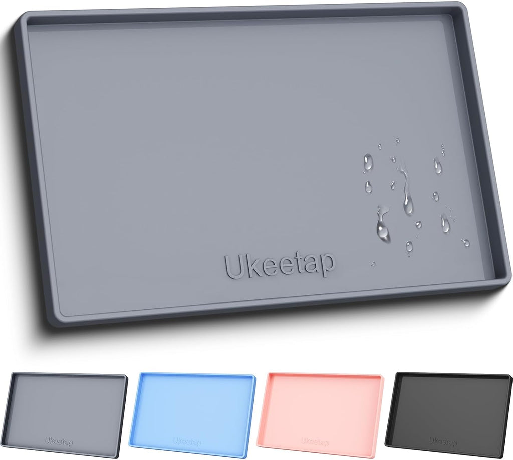 ukeetap Extra Thick Silicone Mat Waterproof with Raised Edge 19” x 12”, BPA