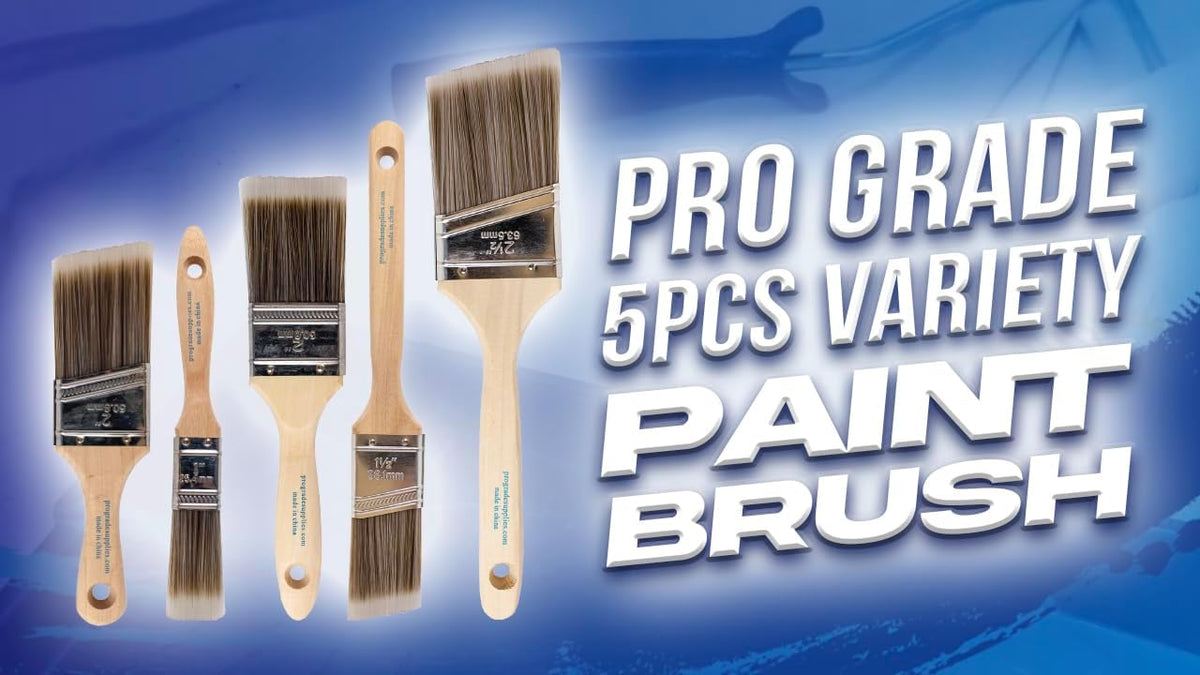 Pro Grade Paint Brushes, 5-Piece Paint Brush Set, Flat & Angle Brushes for