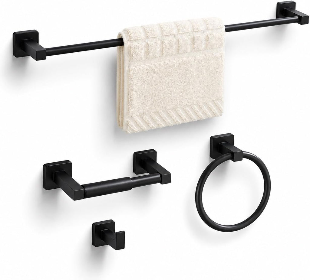 Matte Black Bathroom Hardware Set 4 Pieces