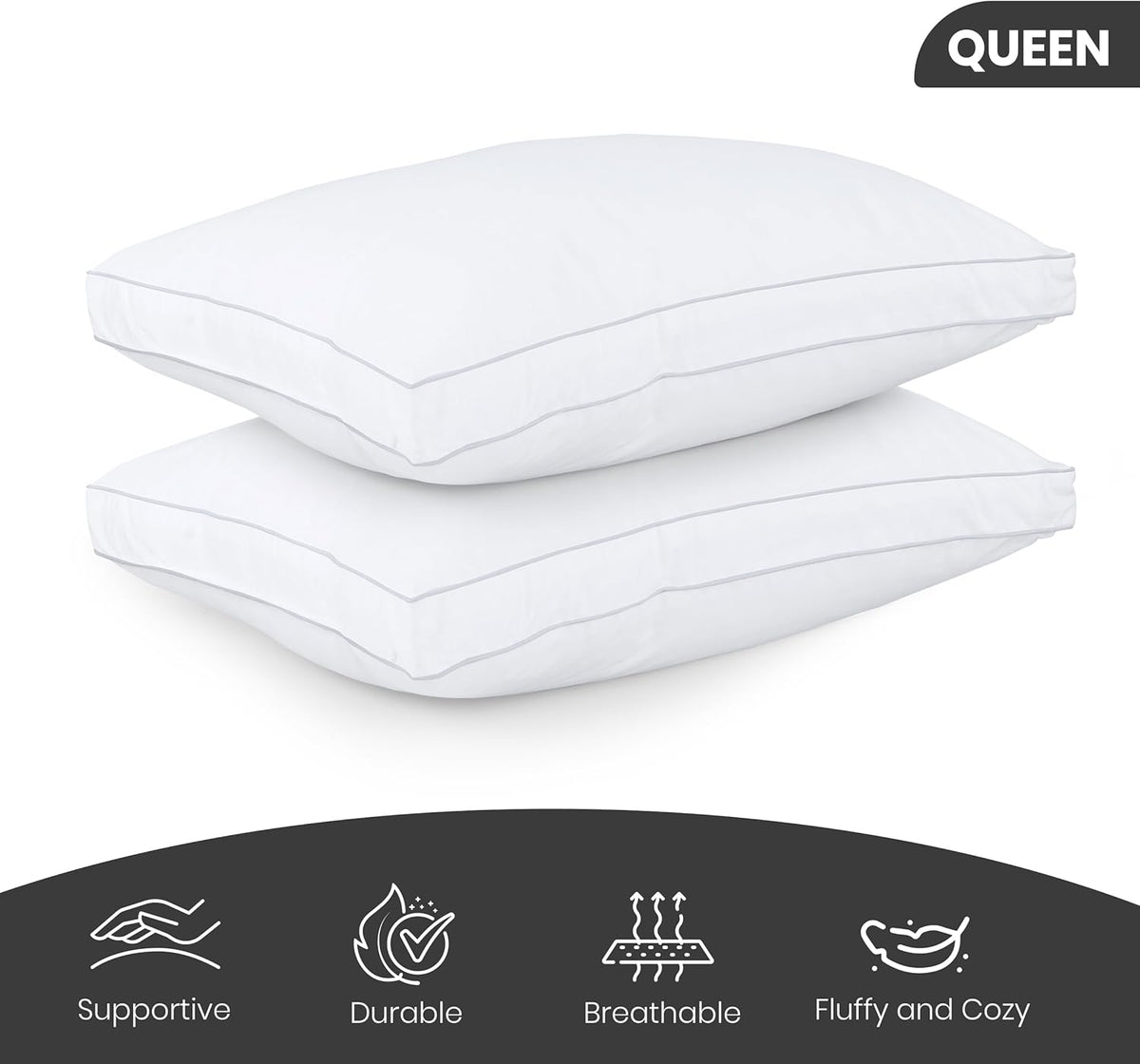 Utopia Bedding Bed Pillows for Sleeping Queen Size (White), Set of 2, Soft &
