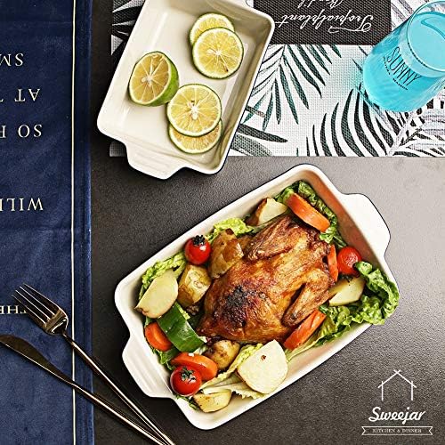 Sweejar 3Pcs Ceramic Baking Dish for Oven,Casserole Dish with Handles(Navy)