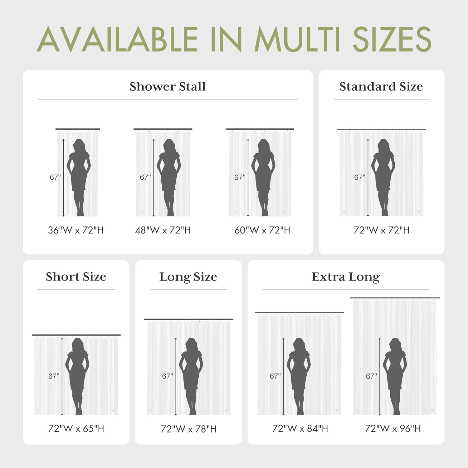 AmazerBath Shower Curtain Liner, 72x72 Clear Shower Curtain Liner, Waterproof
