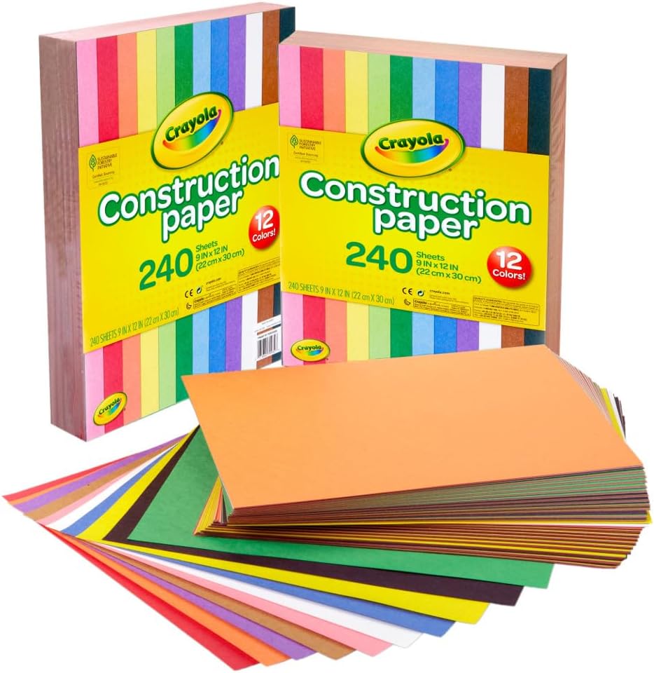 Crayola Construction Paper Bulk Pack (480 Sheets) – 10 Assorted Colors, 9x12