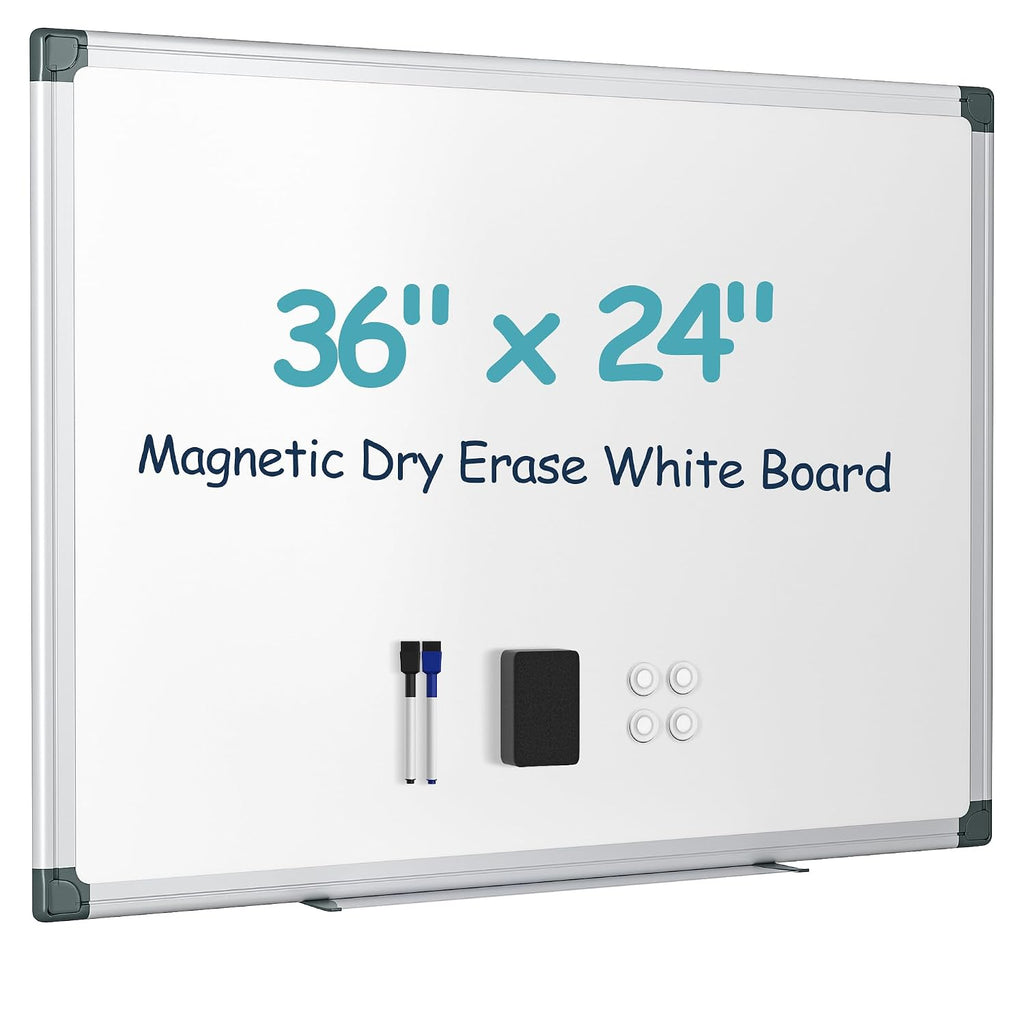 VUSIGN 36" x 24" Magnetic Dry Erase Board for Wall with Aluminum Frame