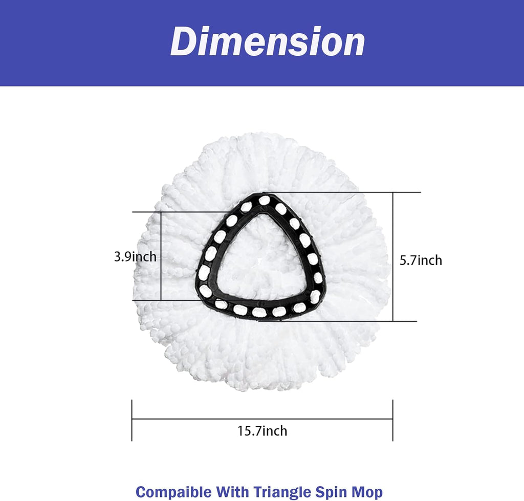 Spin Mop Replacement Head 4 Pack Mop Refill Compatible with Ocedar Triangle