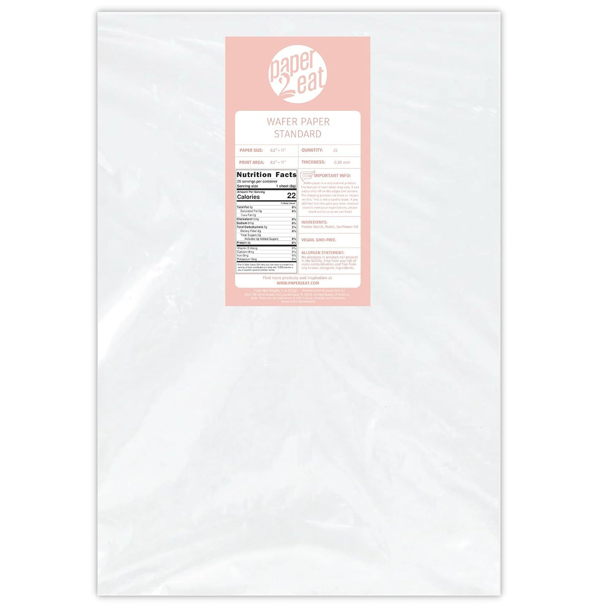 paper2eat edible Wafer Paper Sheets Standard - 0.30 mm - 25 sheets