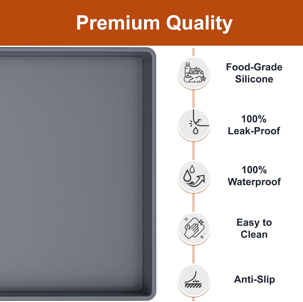 ukeetap Extra Thick Silicone Mat Waterproof with Raised Edge 19” x 12”, BPA