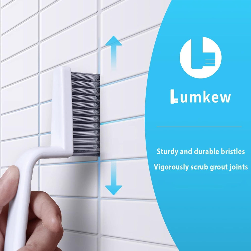 Lumkew Grout Cleaner Brush V Shape, Stiff Grout Cleaning Brushes for Tile