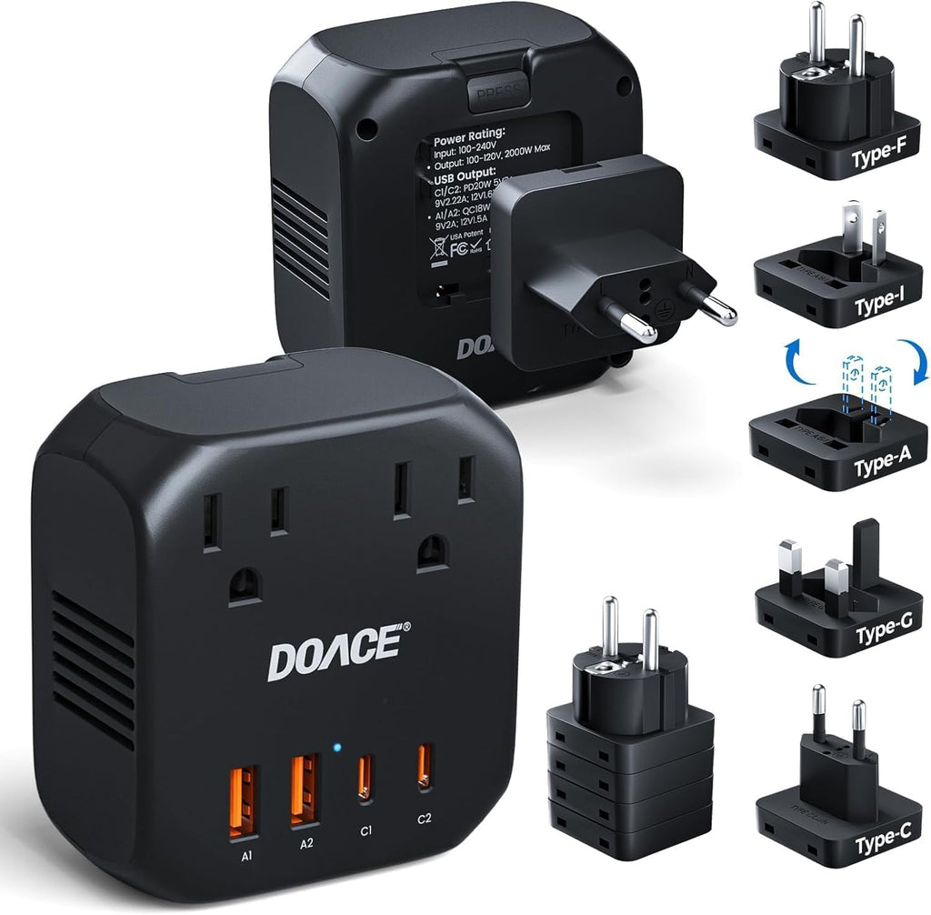 220V to 110V Converter, 2000W Voltage Converter US to Europe for Hair Dryer