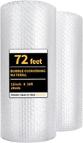 Bubble Cushioning Wrap 2 Pack 12 Inch x 72 ft Bubble Wrap for Packing，Moving