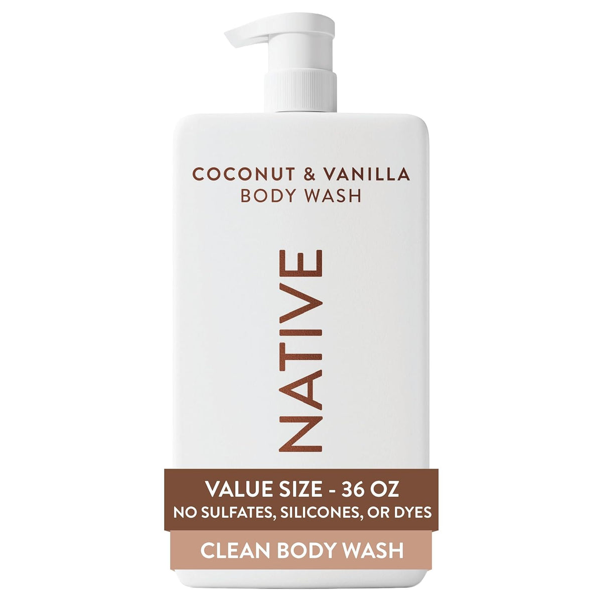 Native Body Wash for Women & Men, Coconut & Vanilla, 36 oz Pump Bottle