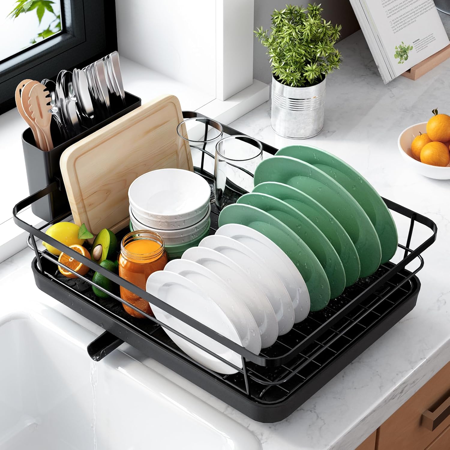 Kitsure Dish Drying Rack for Kitchen Counter, Stainless Steel Sink