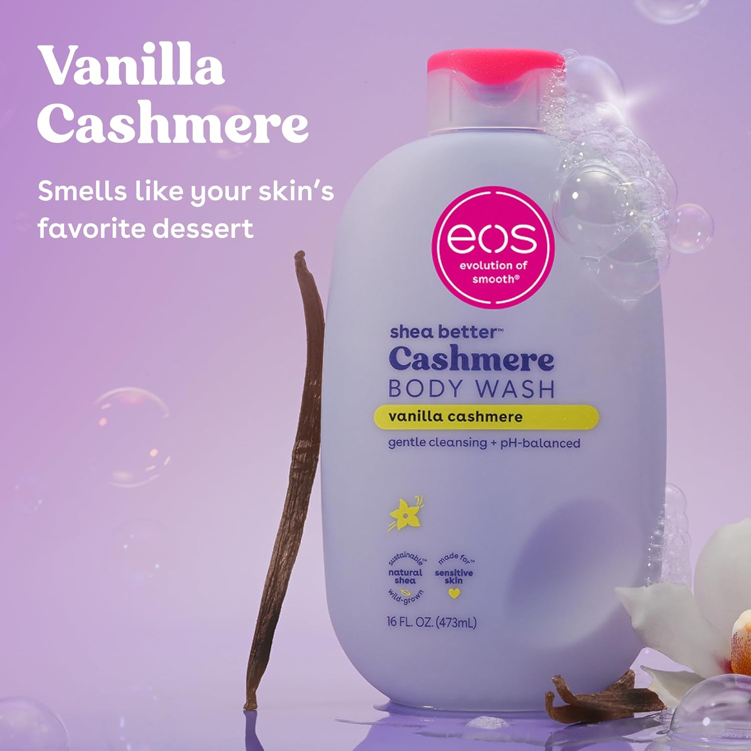 eos Body Wash, Vanilla, Moisturizing Creamy Gel Formula with Shea Butter