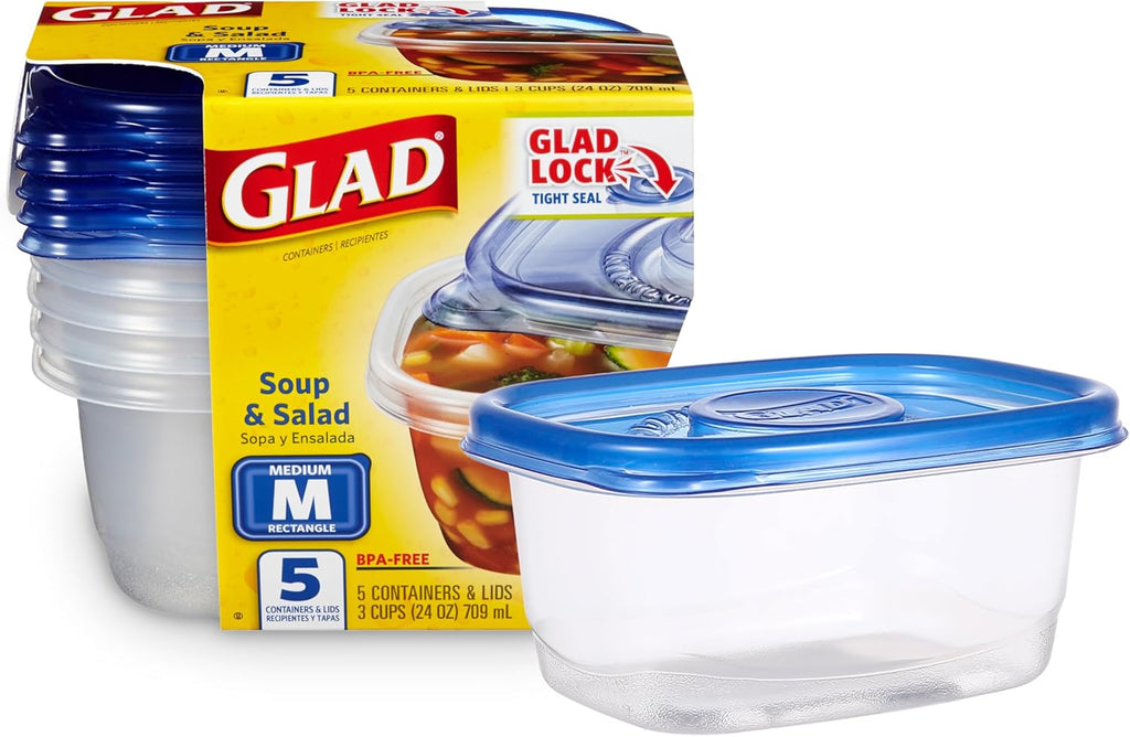Glad GladWare Medium Rectangle Food Storage Containers with Lids, BPA Free
