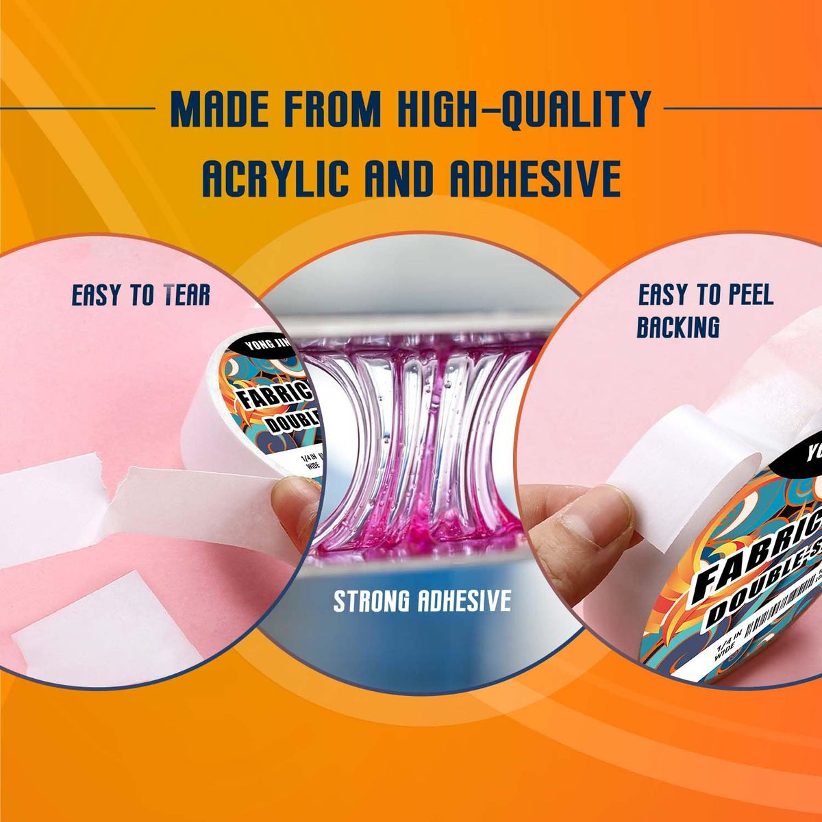 YONGJIN Double-Sided Fabric Tape (2 Rolls) - No Sewing or Ironing Required