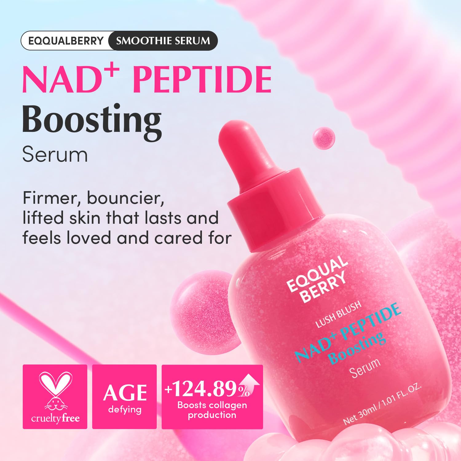 EQQUALBERRY NAD+ Peptide Boosting Serum – Niacinamide 2% + 14 Peptides +