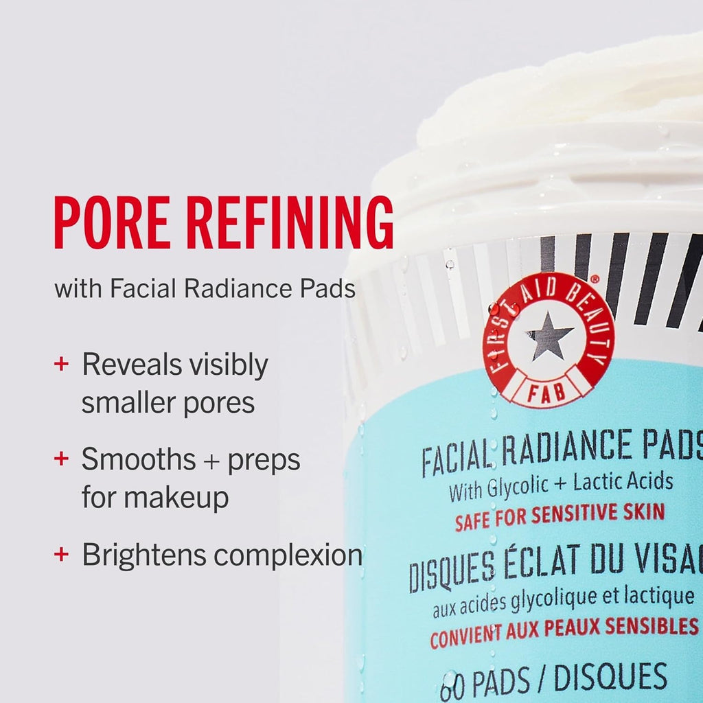 First Aid Beauty - Facial Radiance Pads with Glycolic & Lactic Acids, Daily