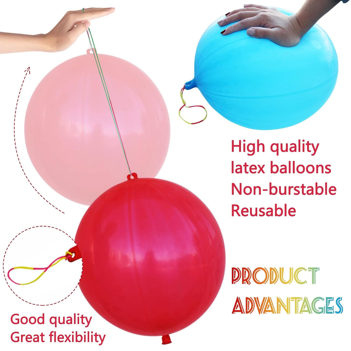 LEEZZIZZ 30Pcs Punch Balloons, Thickened Neon Punching Balloon Heavy Duty