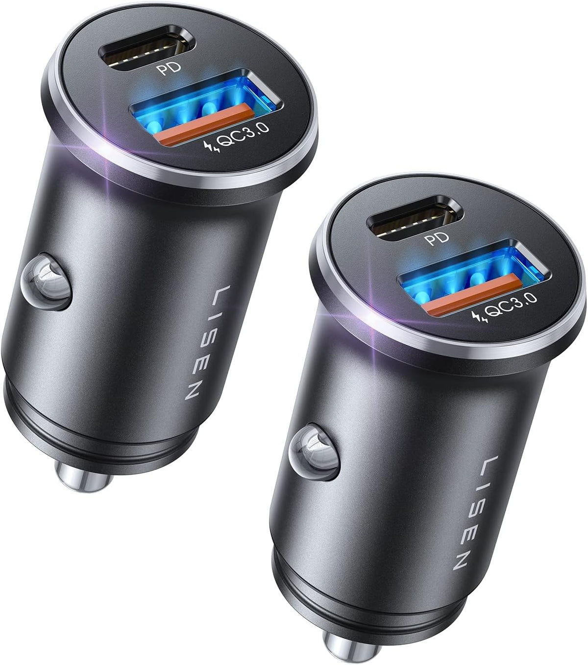 LISEN Car Charger USB C, 69W Cigarette Lighter USB Charger Adapter, Car