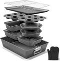 12PCS Nonstick Bakeware Set, Non-Toxic Carbon Steel Baking Pans Set with Wider Grip - nonstick bakeware safe