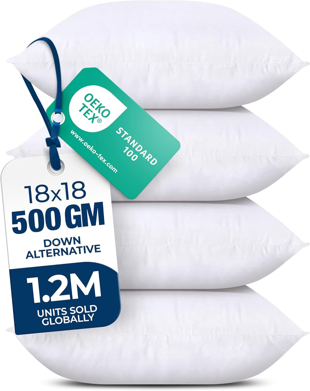 Utopia Bedding Throw Pillows (Set of 4, White) – 18 x 18 Inches Down