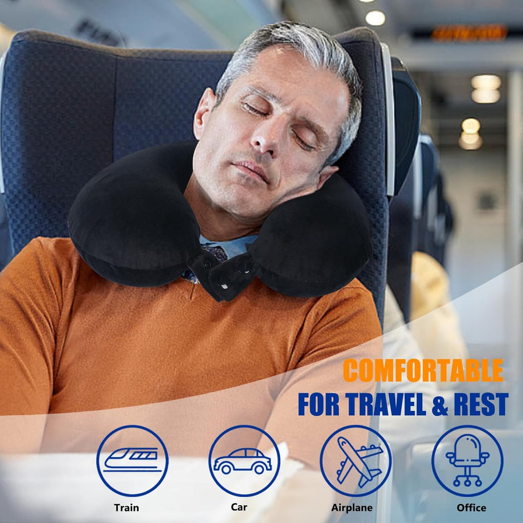 SAIREIDER Travel Pillow 100% Pure Memory Foam Travel Neck Pillow, Airplane