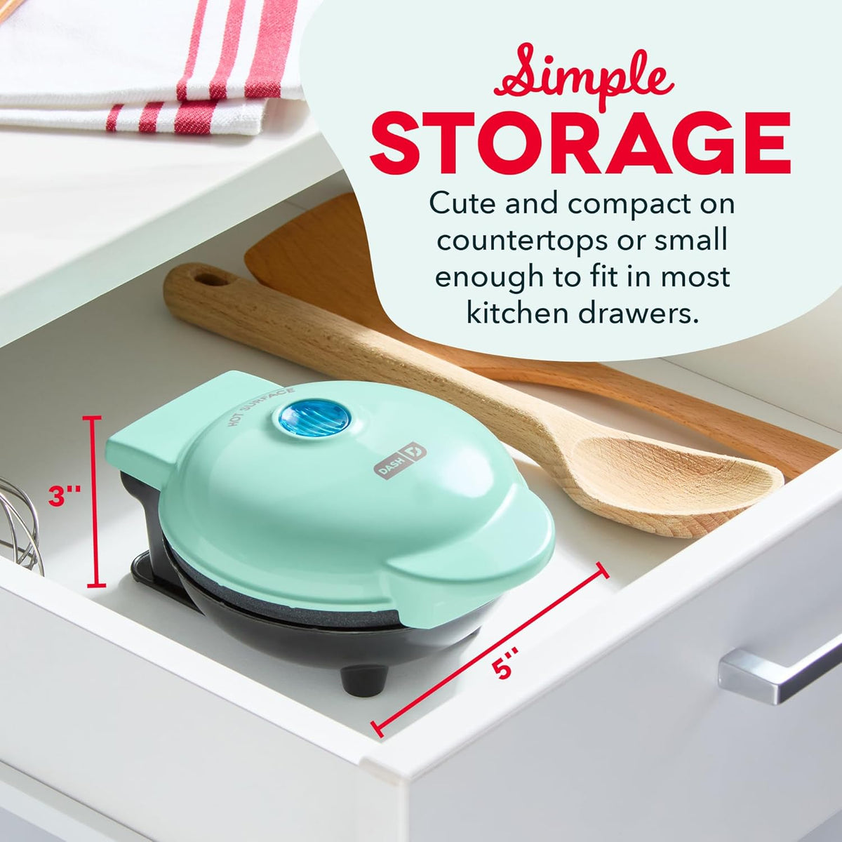 Dash Mini Waffle Maker- Compact Electric Iron for Creative Homemade Treats