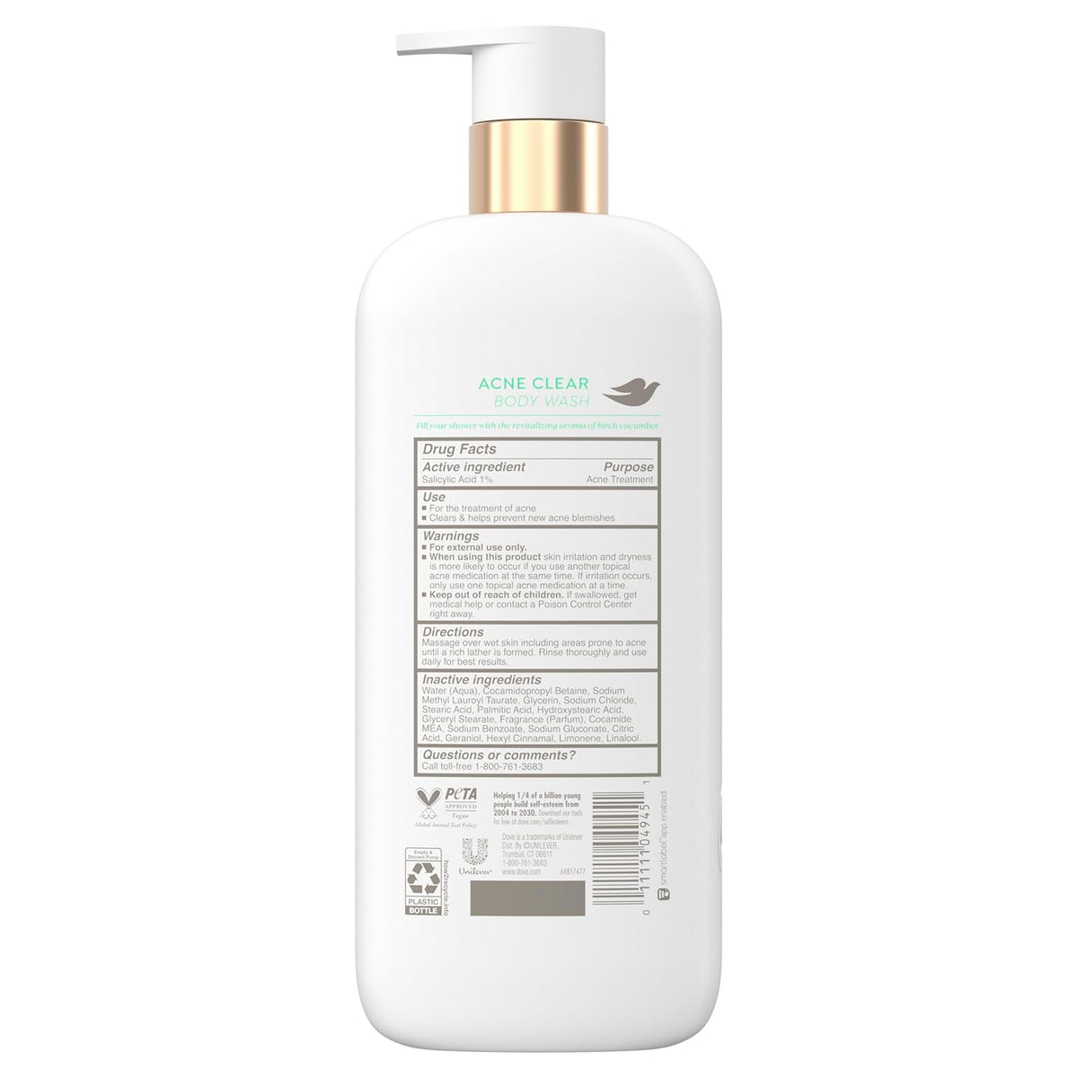 Dove Serum Body Wash Acne Clear for troubled skin with Salicylic Acid 18.5 Fl