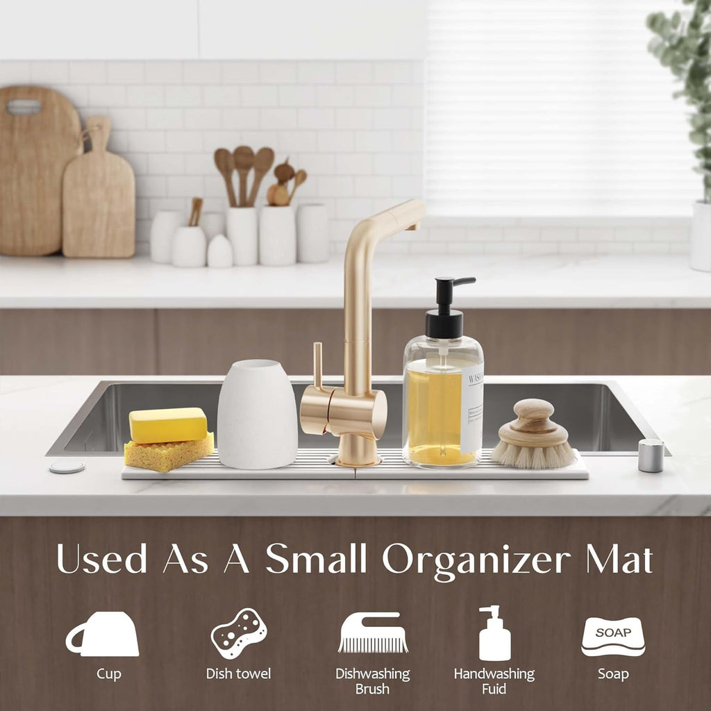 Eormoe Faucet Mat for Kitchen Sink – Diatomite Stone Drying Mat & Sink