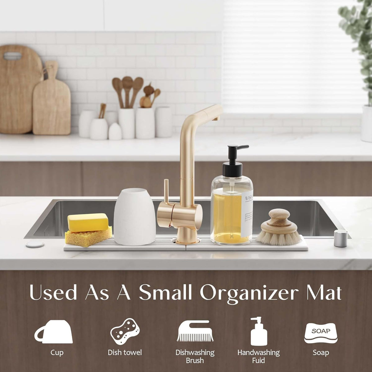 Eormoe Faucet Mat for Kitchen Sink – Diatomite Stone Drying Mat & Sink