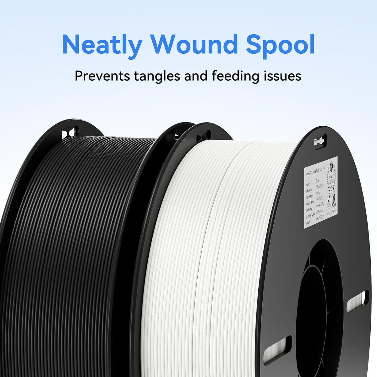 Creality 2kg Black & White PLA 1.75mm Filament Bundle for 3D Printing with