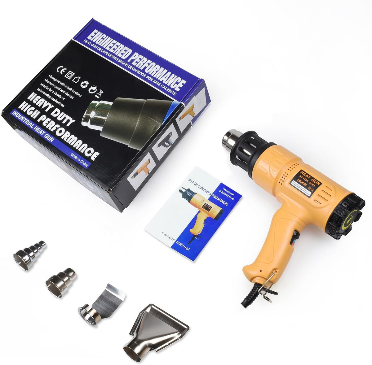 SEEKONE Heat Gun 1800W 122℉-1202℉（50℃- 650℃）Fast Heating Heavy Duty Hot Air