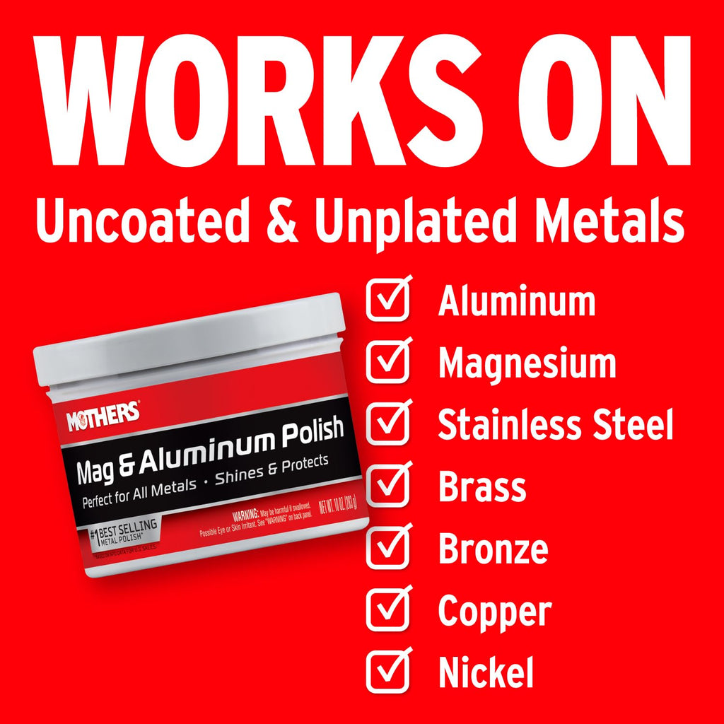 Mothers Mag & Aluminum Polish, 10 oz. – Brilliant Shine, Easy to Use, for All