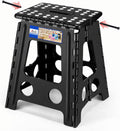 ACKO 16 Inch Folding Step Stool with Safety Lock, Holds 400 lbs, Black
