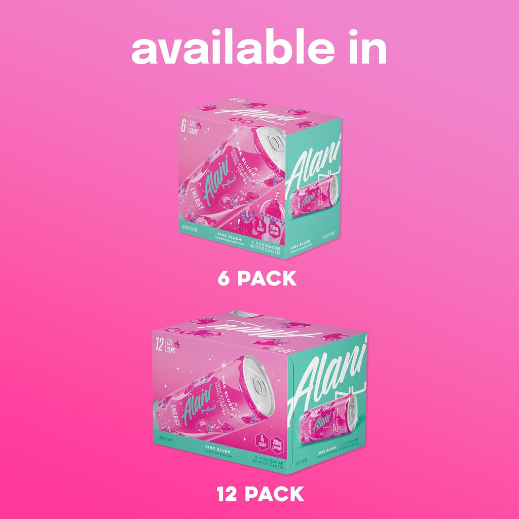 Alani Nu PINK SLUSH, Sugar Free, Low Calorie Energy Drinks, 200mg Caffeine