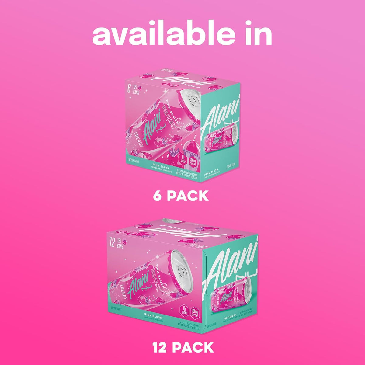 Alani Nu PINK SLUSH, Sugar Free, Low Calorie Energy Drinks, 200mg Caffeine