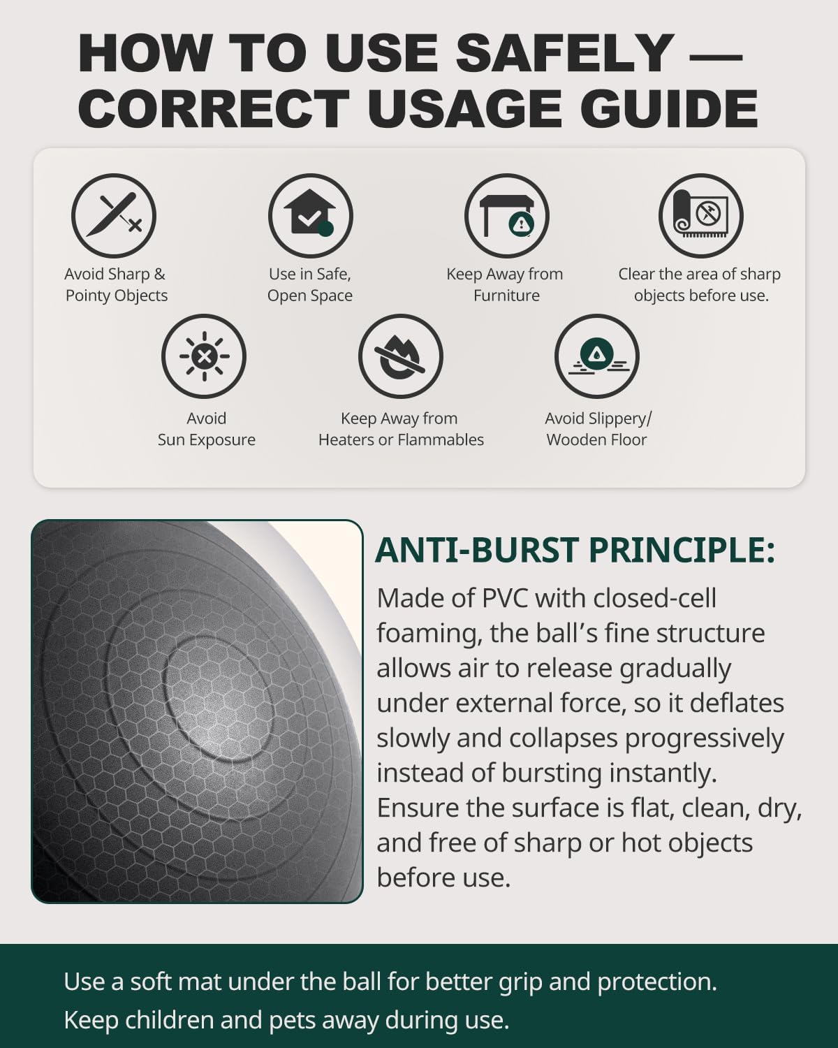 Trideer Exercise Ball for Yoga, Pilates & Fitness – Stability Ball Equipment