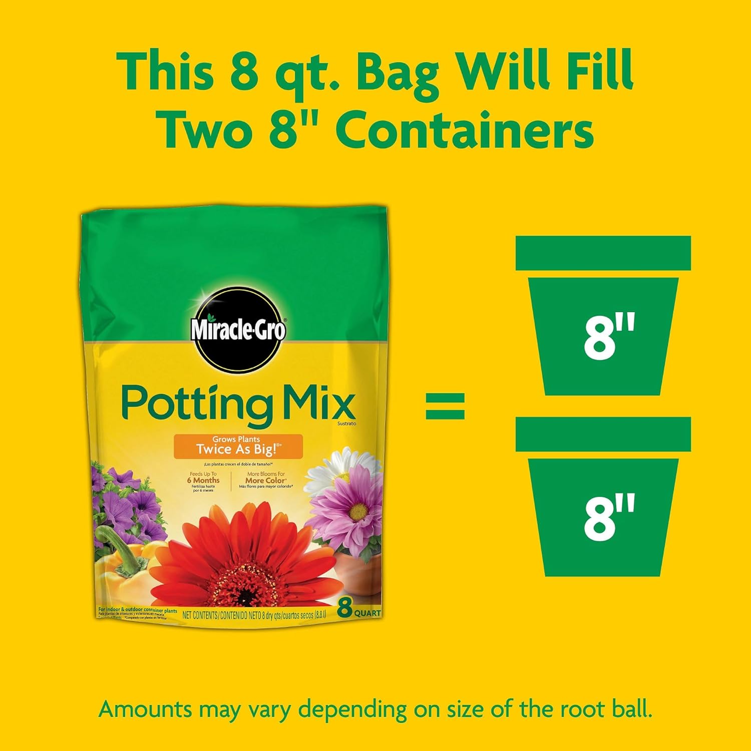 Miracle-Gro Potting Mix - For Container Plants, Flowers, Vegetables, Shrubs