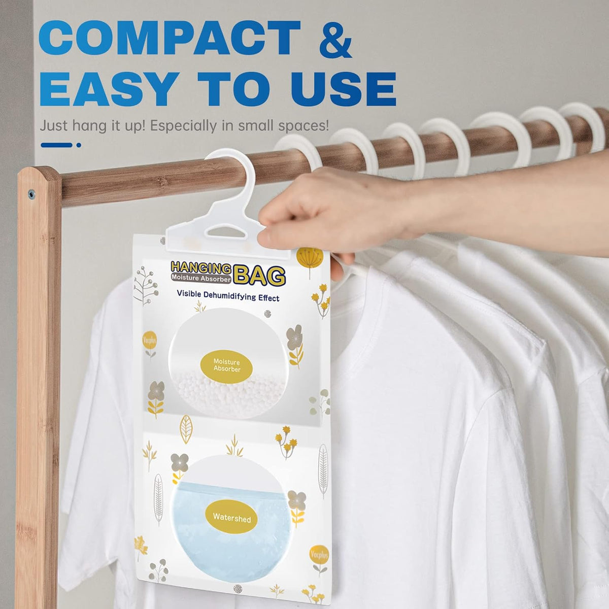Vacplus Moisture Absorbers, Hanging Closet Dehumidifier Bags, Humidity Packs