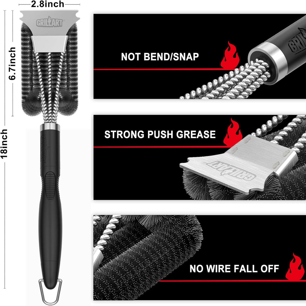 GRILLART Grill Brush and Scraper, Extra Strong BBQ Cleaner Accessories, Safe