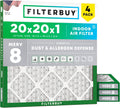 Filterbuy 20x20x1 Air Filter MERV 8 Dust & Allergy Defense