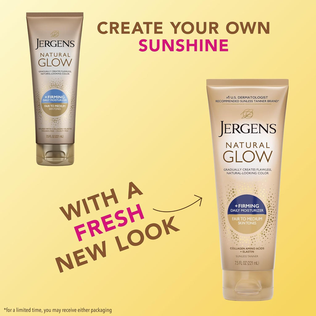 Jergens Natural Glow +Firming Self Tanner Body Lotion, Fair to Medium Skin