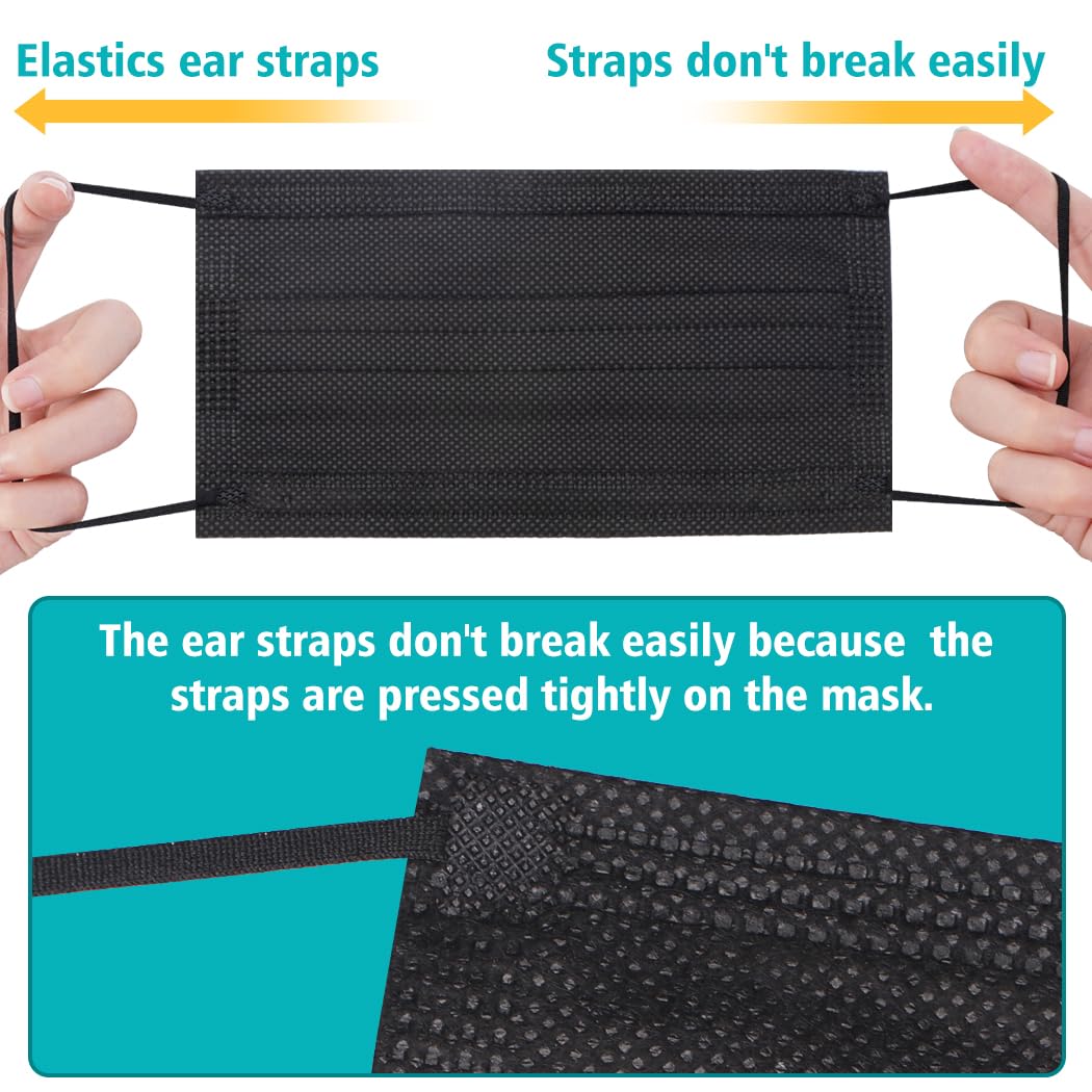 ZTANPS 100 PCS Disposable Face Masks, Black Disposable Masks, 3 Ply